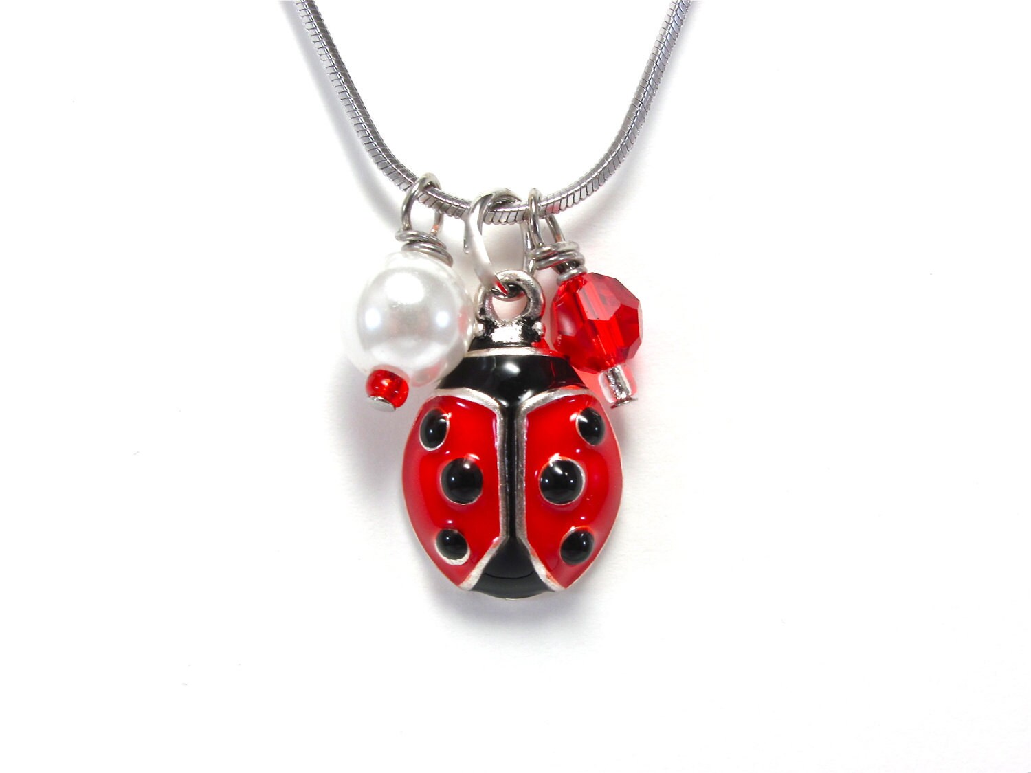 Ladybug Necklace on Red Lady Bug Charm Necklace   Ladybug Sorority Necklace   Ladybug