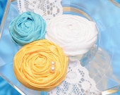 Sale ... Something blue rosette lace garter with pearl accent ...  Sunshine  on the Beach... baby headband