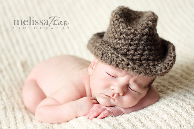 Baby cowboy hat can be molded into fedora or bucket style --- versatile photography prop