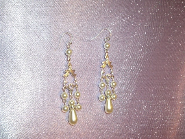 Wedding Earrings, Pearl Wedding Earrings, 925 Sterling Silver, White Pearls