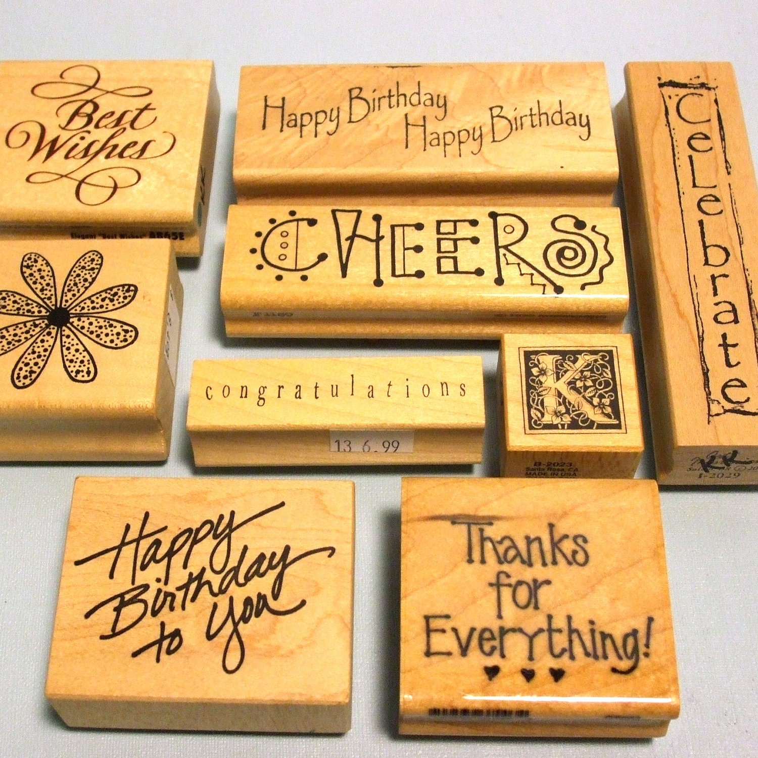 Misc Lot of Rubber Stamps Greeting Card by LaurasLastDitch