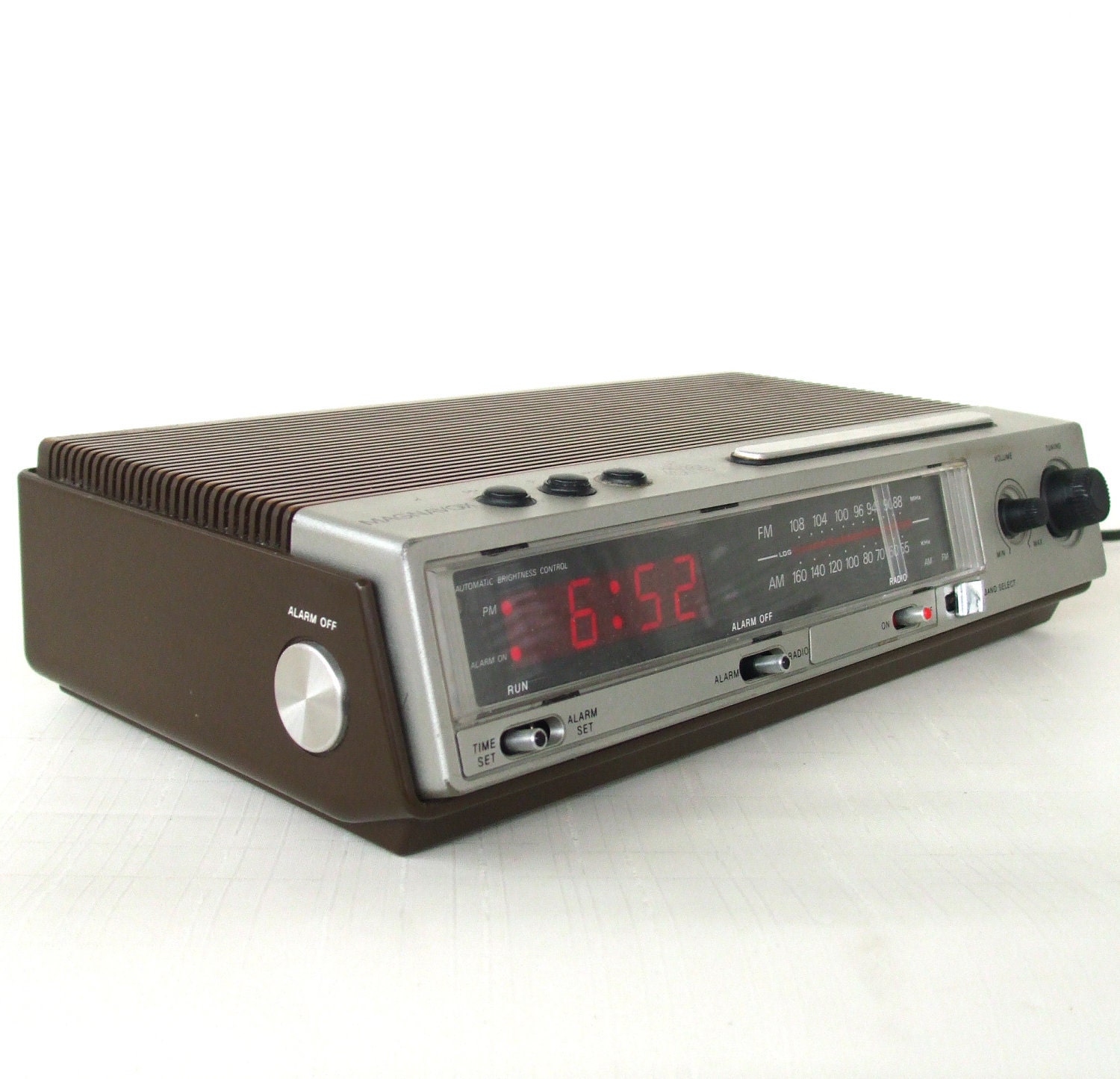 1980s Vintage Alarm Clock Radio Wood Grain by LaurasLastDitch