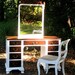 Shabby Cottage Romantic Prairie White Mahogany Desk Vanity