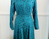 80s Modern Print Dress by ESPRIT Size Small Boxy Shoulders