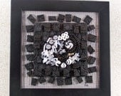 Black and White Mixed Media Beaded Art