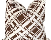 SALE Duralee Brown Bamboo Trellis Decorative Pillow Cover 18x18, 20x20 or 22x22