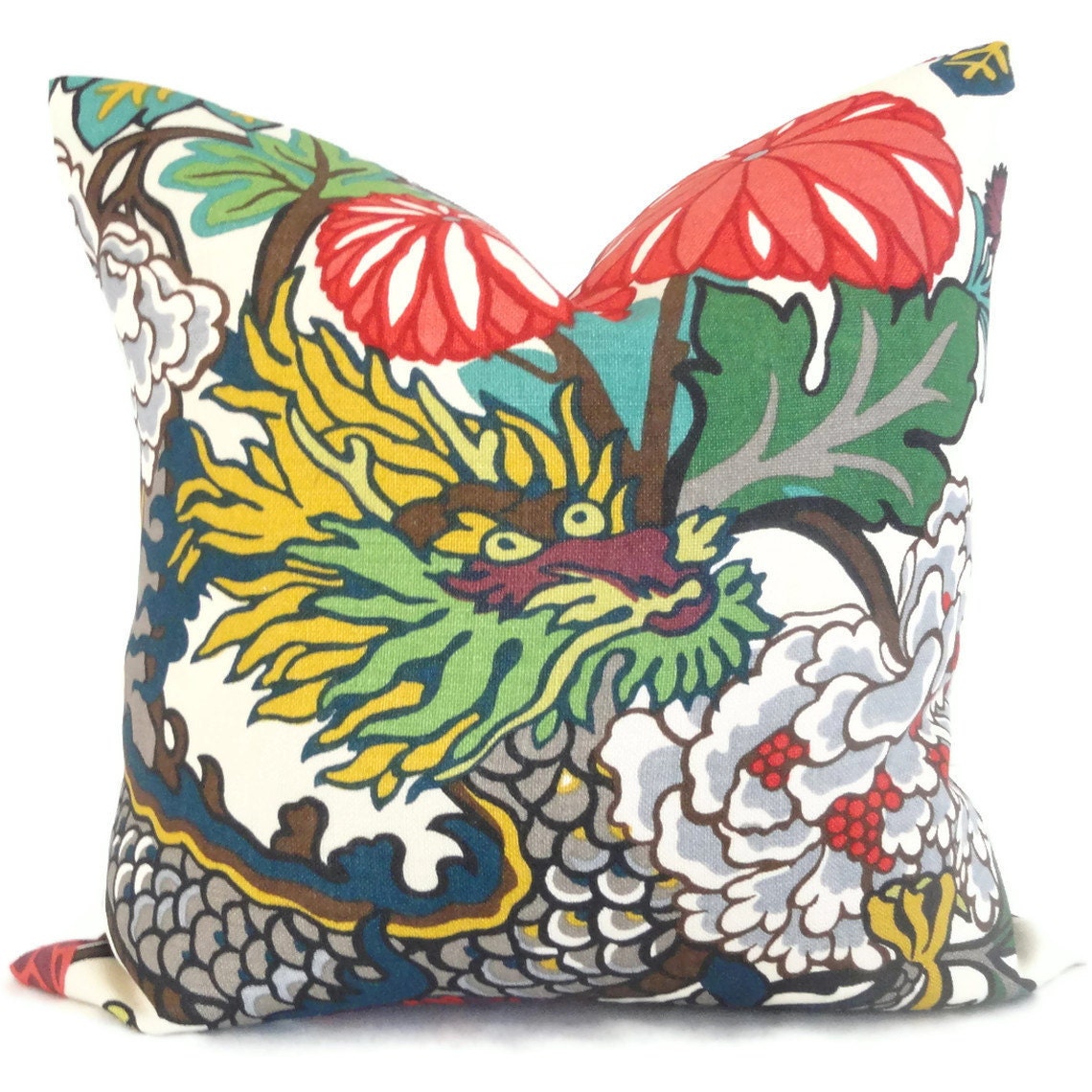 Schumacher Alabaster Chiang Mai Dragon Pillow Cover