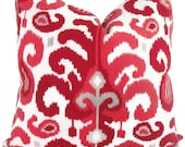 Duralee Raspberry Ikat Decorative Pillow Cover  18x18, 20x20, 22x22, 14x20 or 12x24