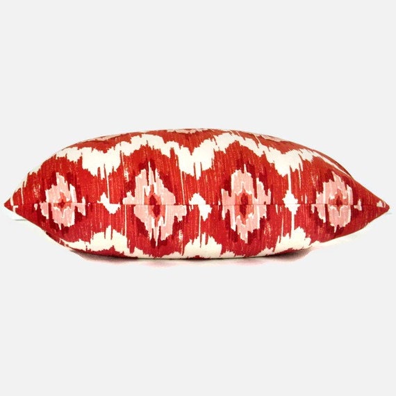 Duralee Red Ikat Decorative Pillow Cover 14x20, 18x18, 20x20, 22x22