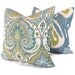 Lime Green and Light Blue Ikat, Kravet Decorative Pillow Cover 18x18, 20x20 or 22x22