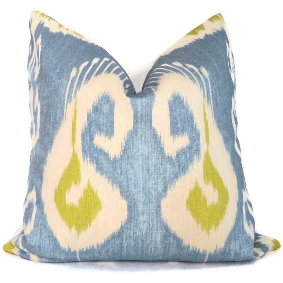 Lime Green and Light Blue Ikat, Kravet Decorative Pillow Cover 18x18, 20x20 or 22x22