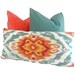 Iman Turquoise and Orange Ikat Decorative Pillow Cover 18x18, 20x20 or 22x22 or lumbar, accent pillow, throw pillow, toss pillow