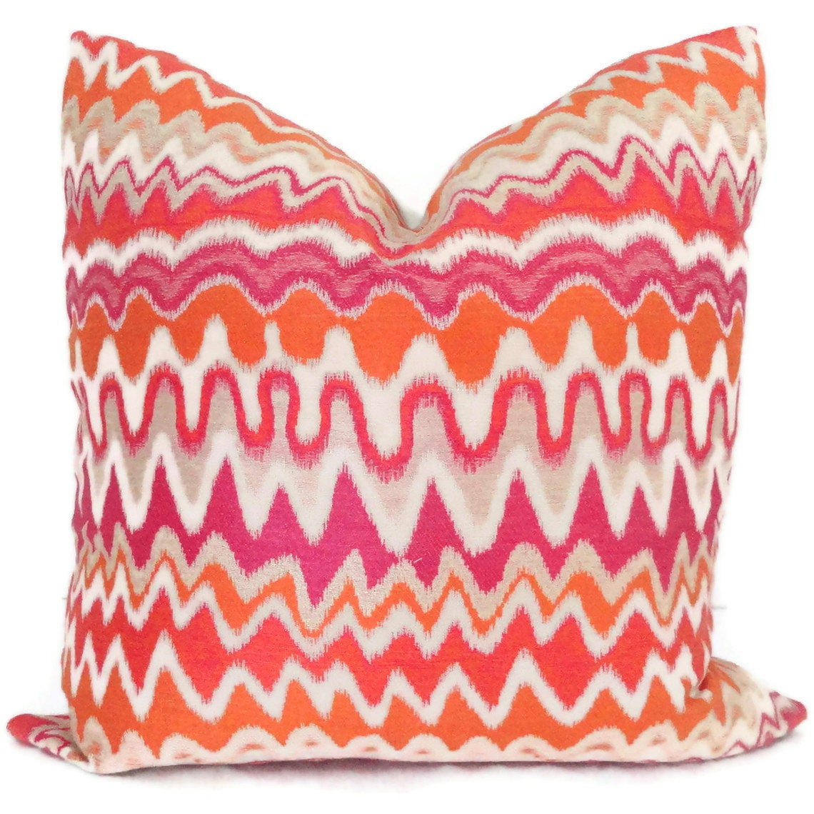 Kravet Couture Orange and Pink Zig Zag Decorative Pillow Cover 18x18, 20x20, 14x20 or 12x24 Throw Pillow, Accent Pillow