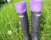 SLUGS Fleece Rain Boot Liners in Solid Purple, Fleece Socks, Rainy Day Style, Spring Fashion, Boot Cuff, Socks (Sm/Med 6-8 Boot)