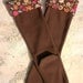 Boot Socks, Boot Cuffs, SLUGS Fleece Rain Boot Socks Liners in Brown with a Floral Cuff, Fall Winter Fashion (Sm/Med 6-8 Boot)