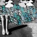 Fleece Rain Boot Wellington Liners SLUGS in Turquoise with a Tie-Dye Cuff, Spring Accessory, Rainy Day Style (Med/Lg 9-11 Boot)