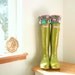 SLUGS Fleece Rain Boot Liners Hot Pink with a Neon Paisley Pattern Cuff, Fleece Socks, Spring Winter Fashion, Boot Socks (Sm/Med 6-8 Boot)