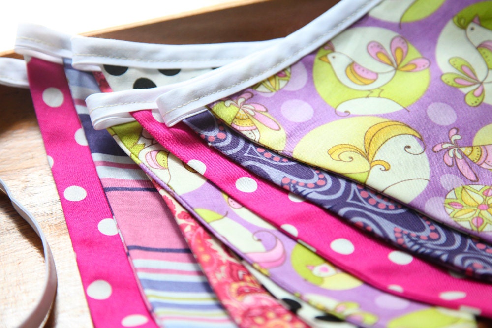 SALE 20% OFF Girls Pink and Purple Flag Pennant, Ready to Ship