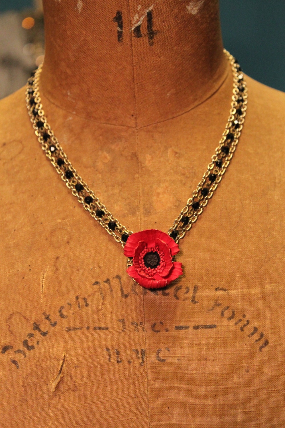 Upcycled Vintage Necklace One of a Kind ......Pop of Color Assemblage