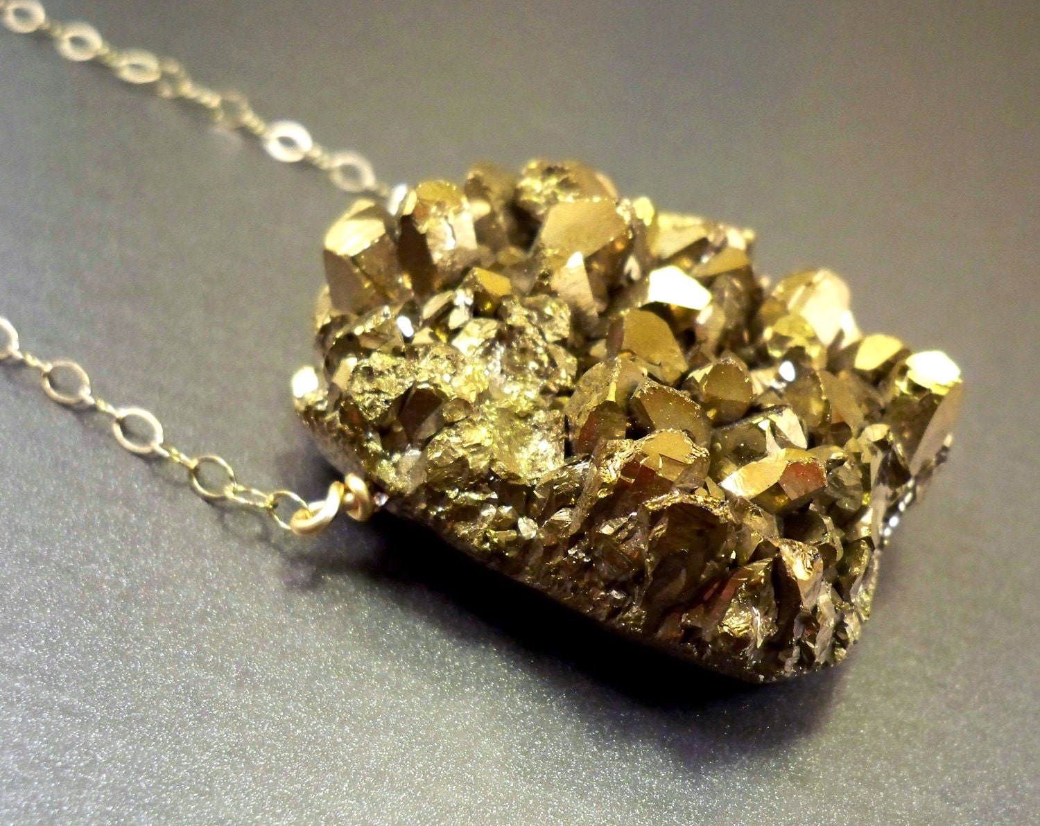 Druzy necklace: amethyst drusy, gold filled, titanium druzy gold necklace, luxury gift women raw gold look sparkling glamour winter fashion