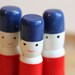 Vintage Small Wooden Men Skittles Red White and Blue