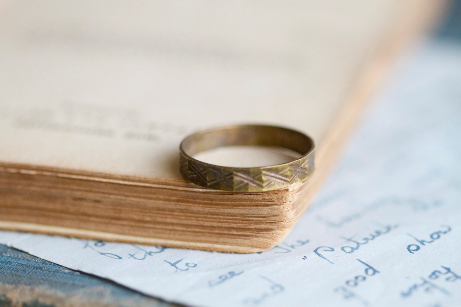Geometric Waves Brass Ring Band