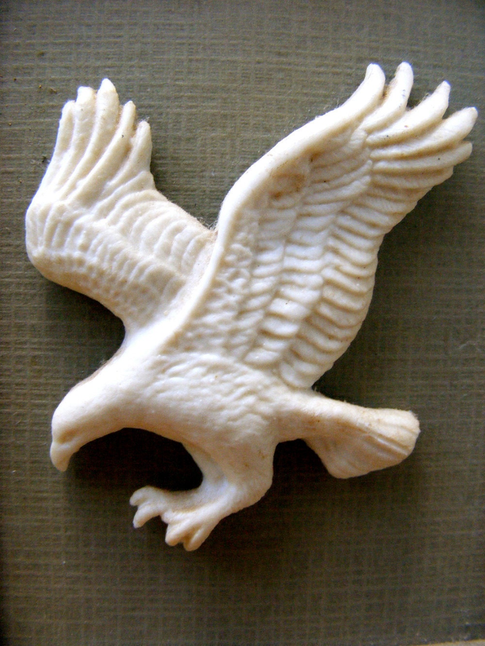 Porcelain Eagle Hawk Sculpture in Small Green Frame by Meanglean