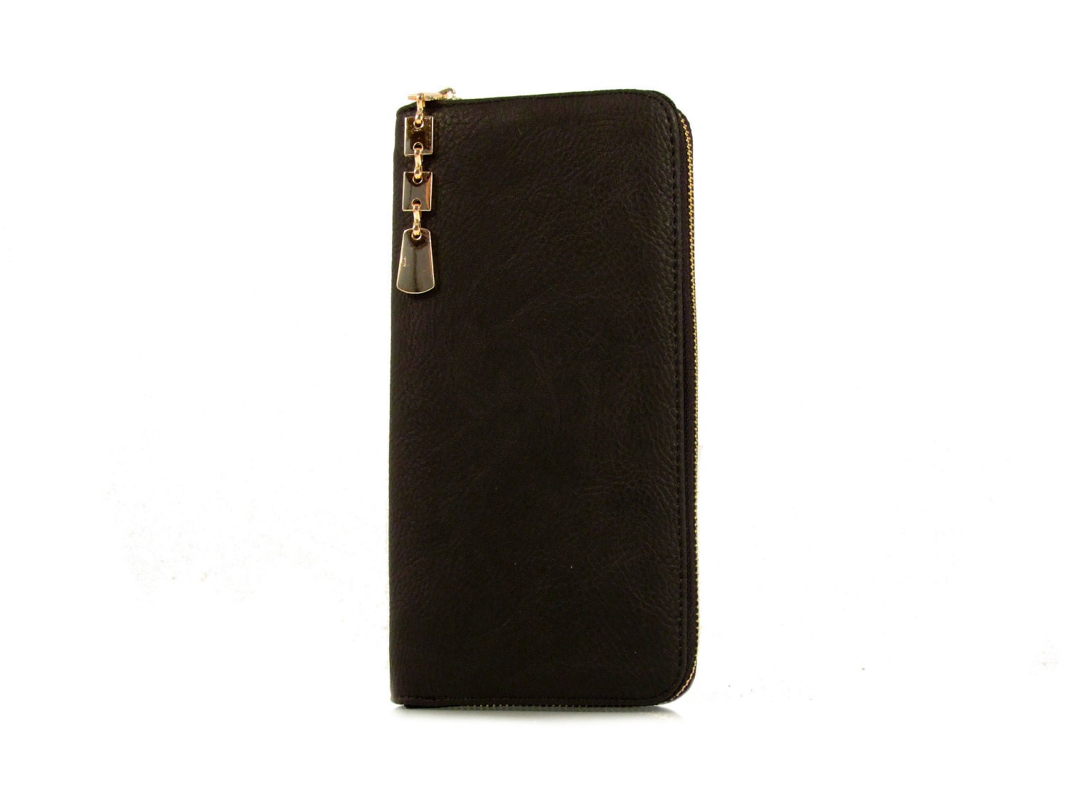 Handmade vegan leather wallet purse black