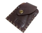 Handmade dark brown genuine leather/ hand stitched/ Wallet / card holder/ purse /case ooak holds 10 cards, some cash.free monogramming