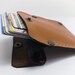 Handmade orange and brown genuine leather Wallet / card holder/case/ ooak holds 5-8 cards, some cash/ free monogram , personalized unique