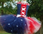 Custom over the top patriotic stars and stripes Daddys homecoming or pageant corset and tutu set. 6 7 8 tween girls sizes