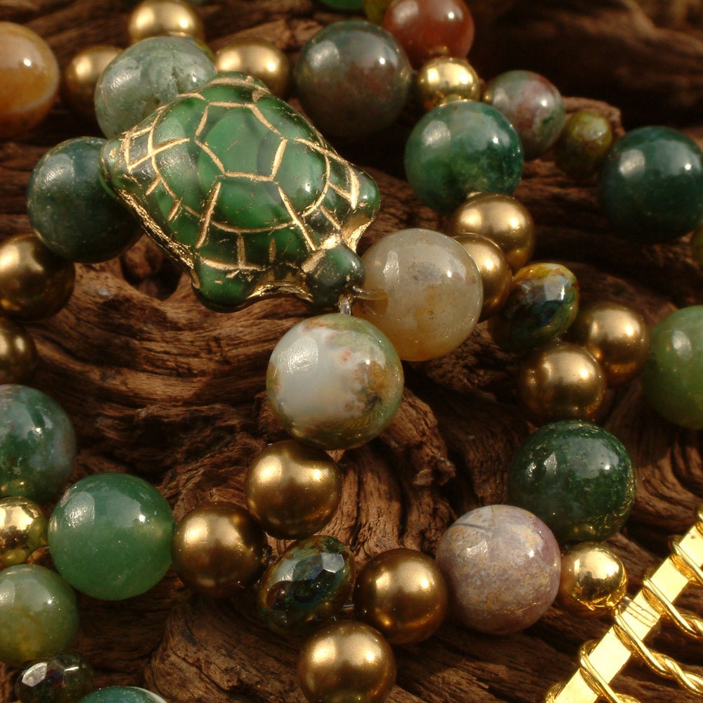 Hair Comb - At Turtle's Pace - Semi Precious