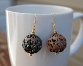 Nut brown enameled earrings