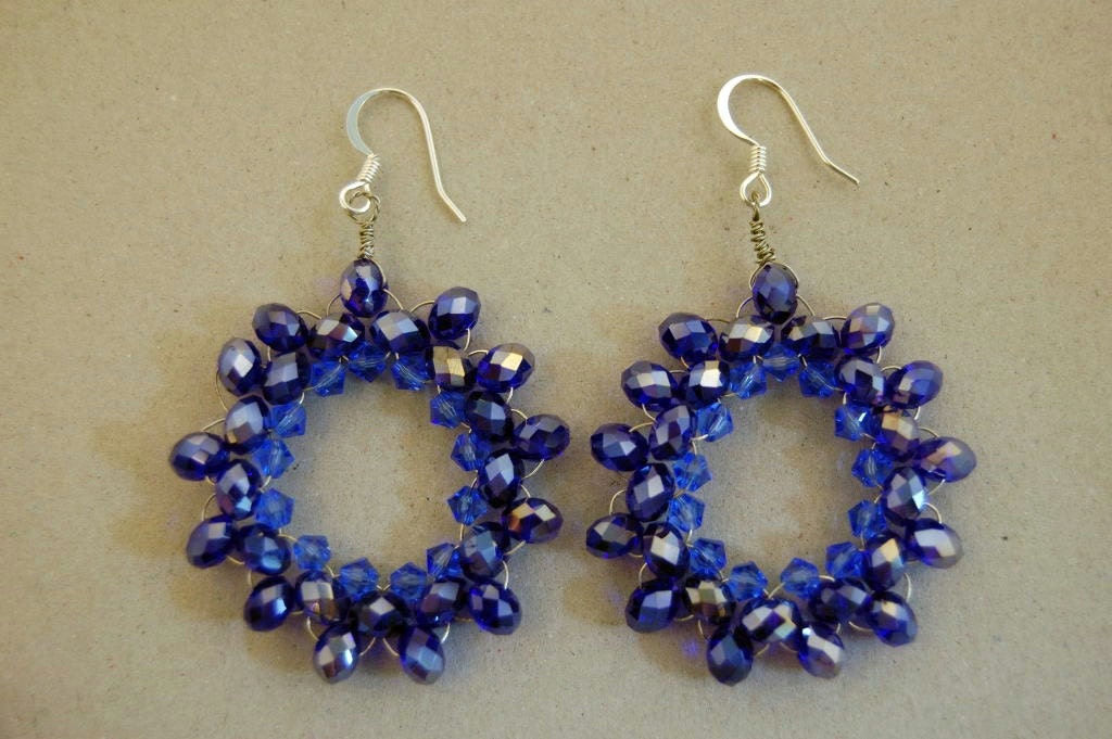 Big blue crystal earrings