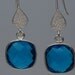 Azure blue quartz square sterling silver bezel set earrings