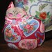 CAT Pillow Doll Cloth Doll 7 inch Cat VALENTINE HEARTS Prim Primitive Soft Sculpture Handmade CharlotteStyle Decorative Folk Art