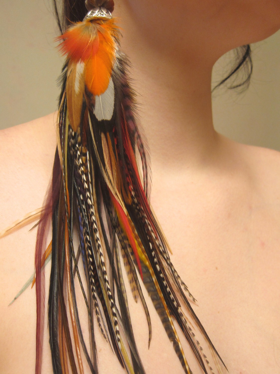 Fascination Street - OOAK - Natural Extra Long Feather Earring - SINGLE EARRING & Ready to Ship