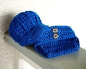 Boy's Brimmed Beanie and Diaper Cover Photo Prop Set - Newborn, Infant