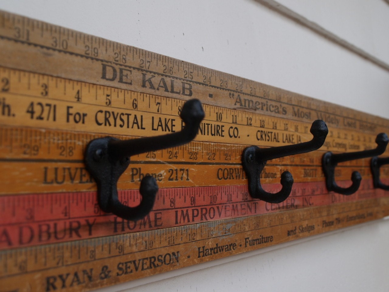 Vintage Yardstick Coat Rack - 30 inches