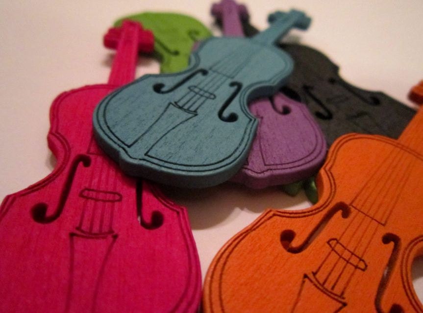 10% OFF 6 Wood Cello Pendants/Charms