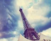 Paris photograph - Eiffel Tower Balloon - Balloons over Paris streets - Fine art travel photography - 5x7 Matted Print