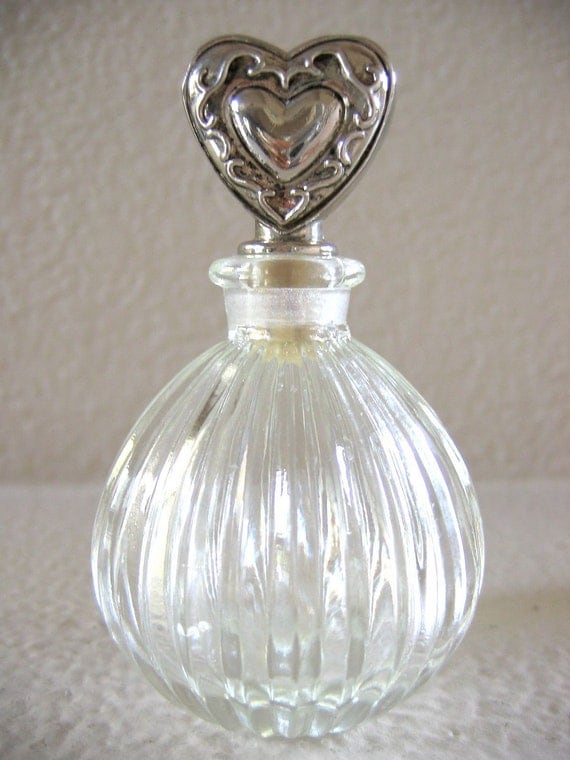 Vintage Crystal Bottle Heart Stopper Silver by TheCulturequeen