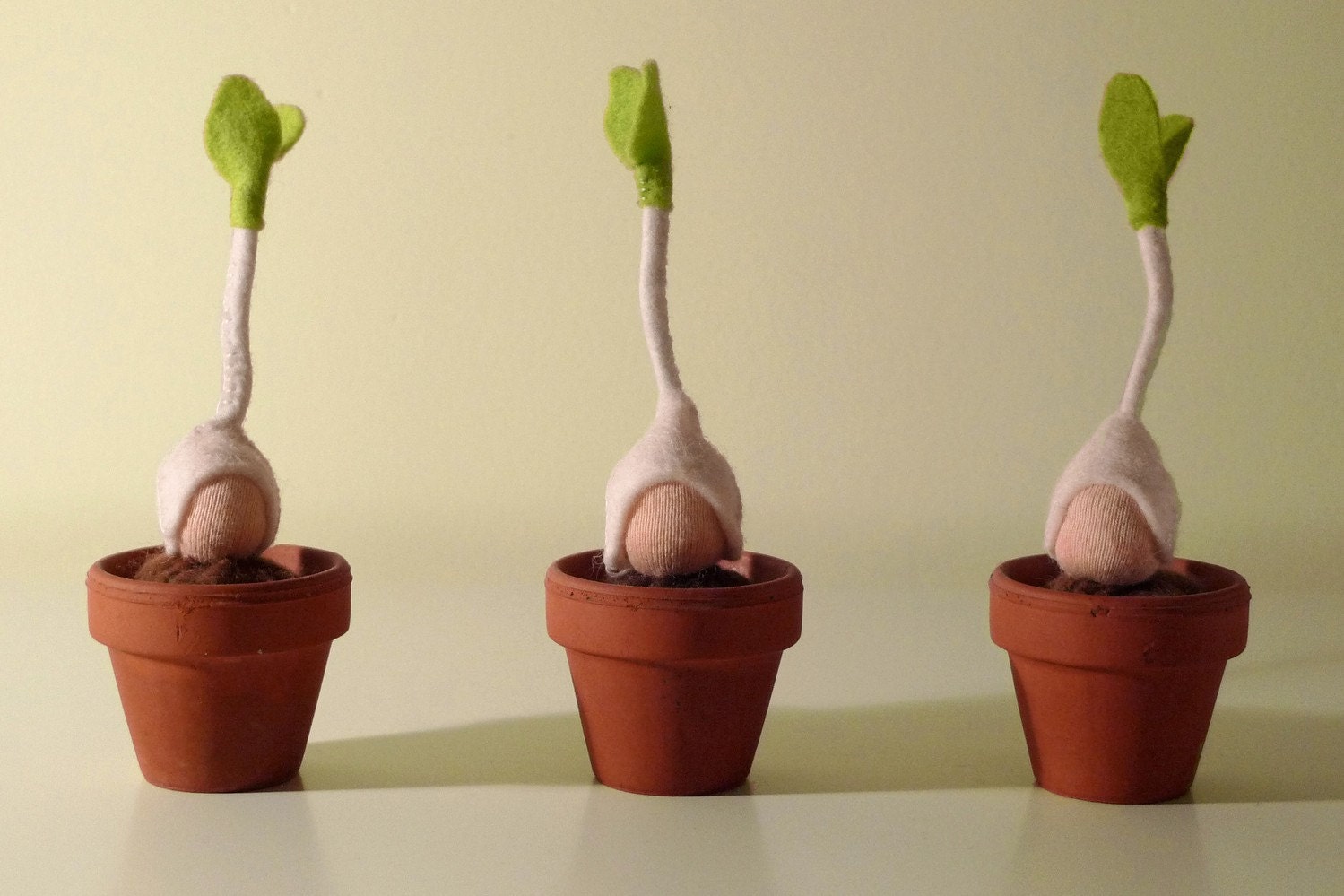 Baby Sprout felt ornament / Set of three