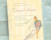 Bridal Shower Invitation - Bride with Bouquet - Custom Invitation Set of 20