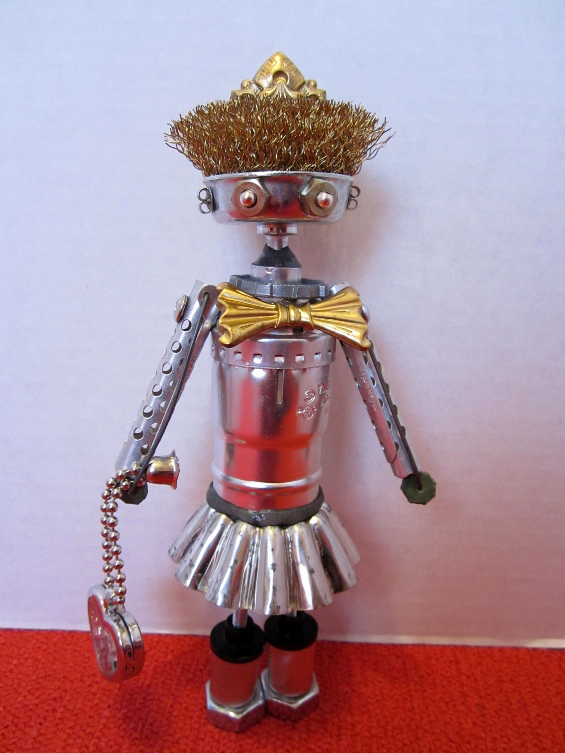Reserved Penny Lee Bot - found object robot sculpture assemblage