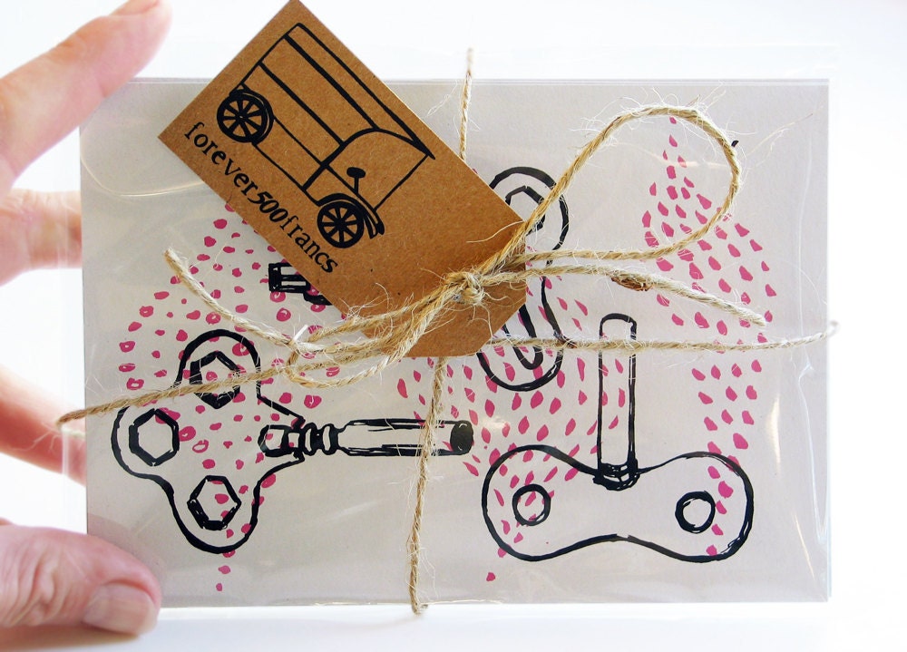 Roller Derby mini art prints - Midcentury modern inspired dot pattern roller skate key illustration - Set of 3 handmade art cards
