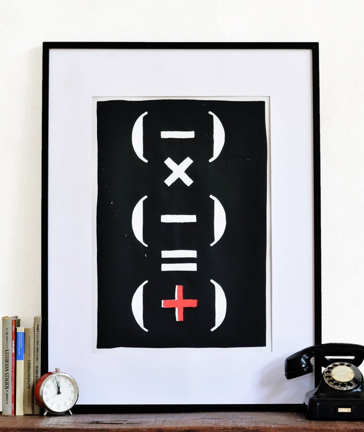 Positivity - inspirational poster typography print - science poster print - algebra math art - Have you had your plus sign today