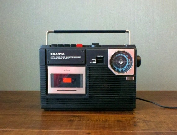 Vtg Sanyo Portable AM FM 2Band Radio Cassette by ThePretendDen
