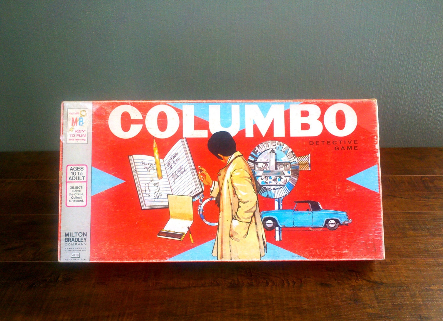 Vtg 1973 Milton Bradley Columbo Detective Board Game. Peter Falk TV Show Series Boardgame. Complete in Box. Solve the Crime. Why.