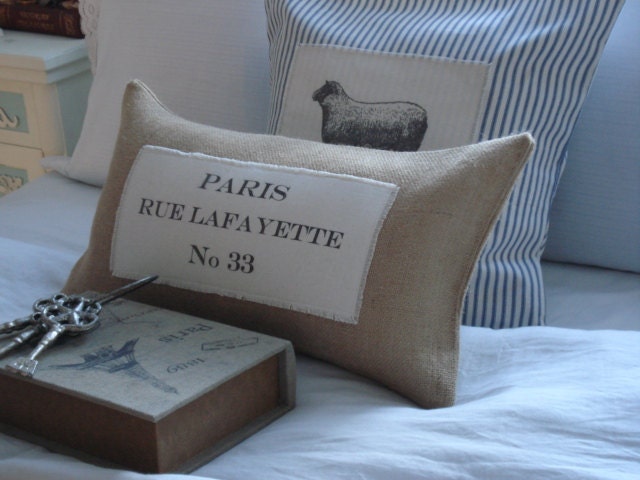 French address extra large Breakfast patchwork Pillow